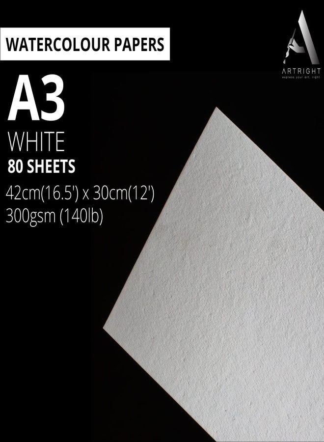 ArtRight Artists' Watercolor Paper A3 300 GSM - 80 Sheets of Handmade Rough Grain Water Colour Papers for Watercolour, Acrylic, Gouache, Ink & Mixed Media - Image 2